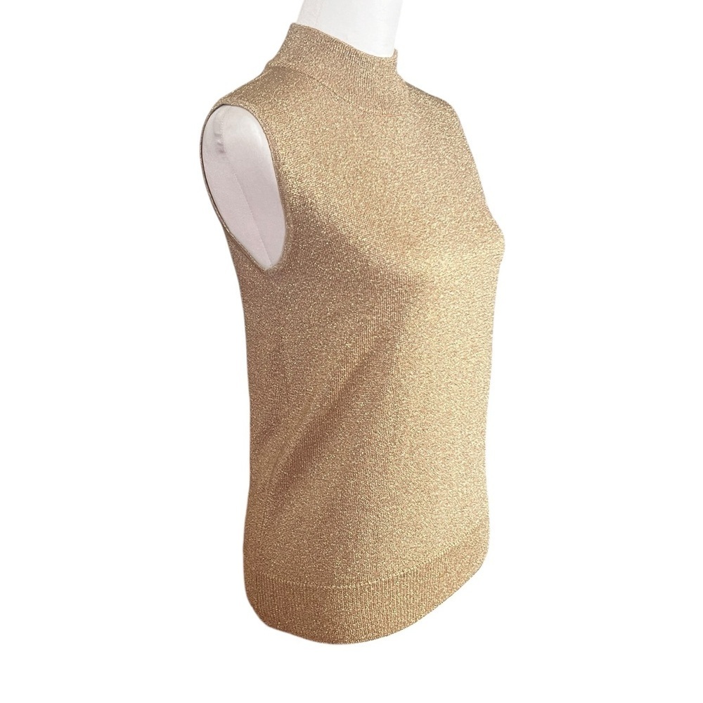 CACHE Gold Sleeveless Turtleneck Top Y2K Vintage